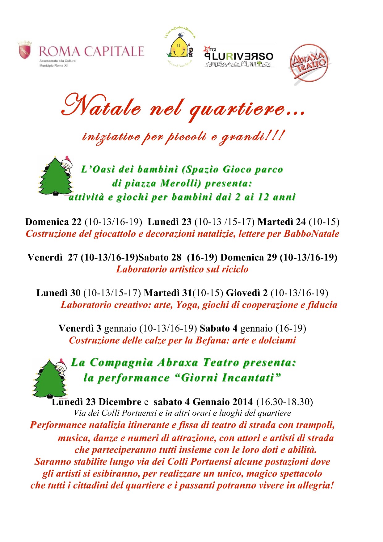 Giorni Incantati - Abraxa Teatro - Natale nel Quartiere